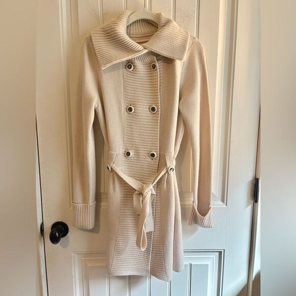 Rebecca Taylor Cream Double-Breasted front tie Cardigan Wool Blend button front - Picture 1 of 15